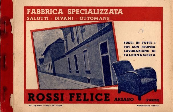Catalogus van Rossi Felice, Fabbrica Specializzata – salotti, divani, ottomane, Arsago